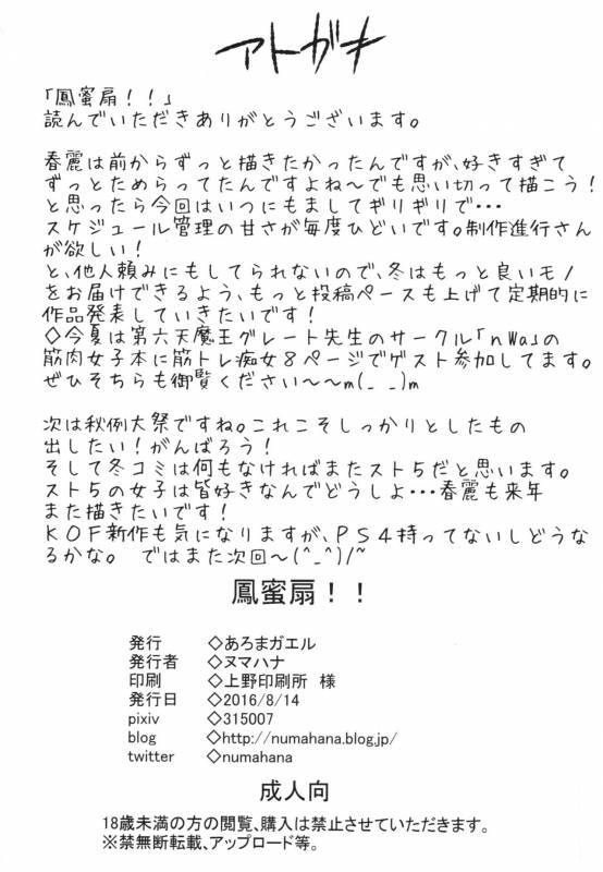 (C90) [Aroma Gaeru (Numahana)] Houmitsusen!! + Paper (Street Fighter)_23