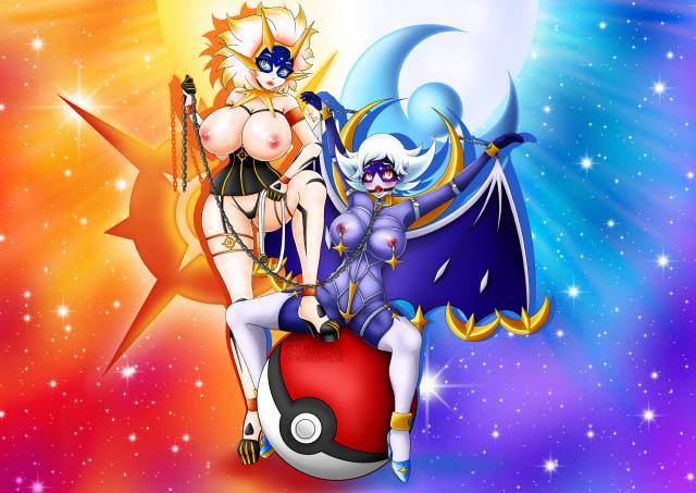 lunala+original character+solgaleo