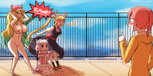 kanna kamui+kobayashi+quetzalcoatl (dragon maid)+tohru (dragon maid)