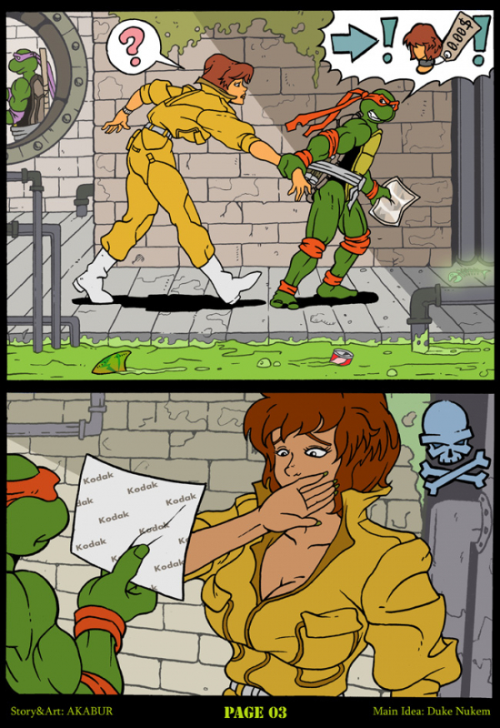 april o'neil+donatello+leonardo+michelangelo+raphael