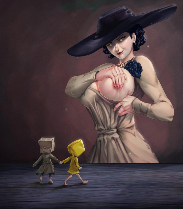 alcina dimitrescu+mono (little nightmares 2)+six (little nightmares)