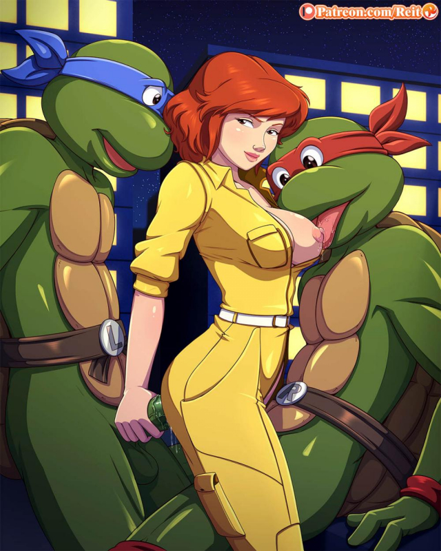 april o'neil+leonardo+raphael