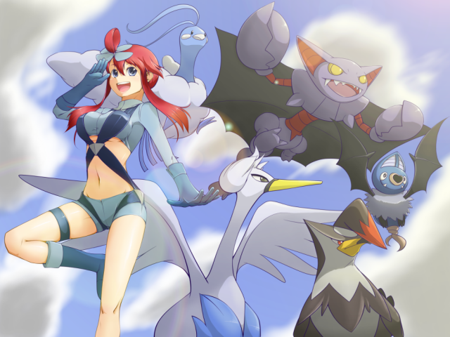 altaria+gliscor+skyla (pokemon)+staraptor+swanna+swoobat