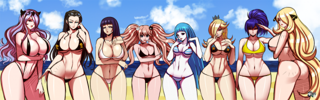 camilla (fire emblem)+cynthia (pokemon)+enoshima junko+hyuuga hinata+meme (me!me!me!)+nico robin+rosalina