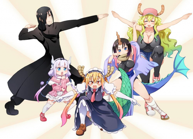 elma (maidragon)+fafnir (maidragon)+kanna kamui+quetzalcoatl (maidragon)+tohru (maidragon)