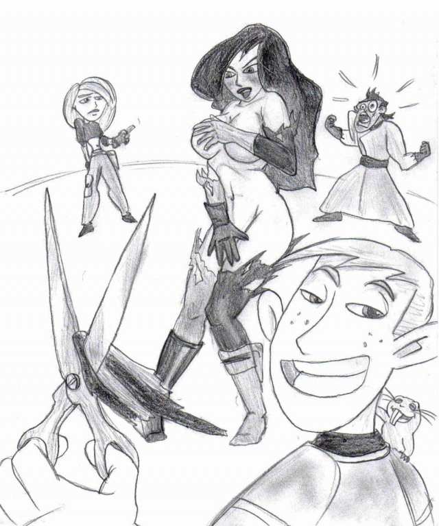 dr. drakken+kimberly ann possible+ron stoppable+rufus+shego