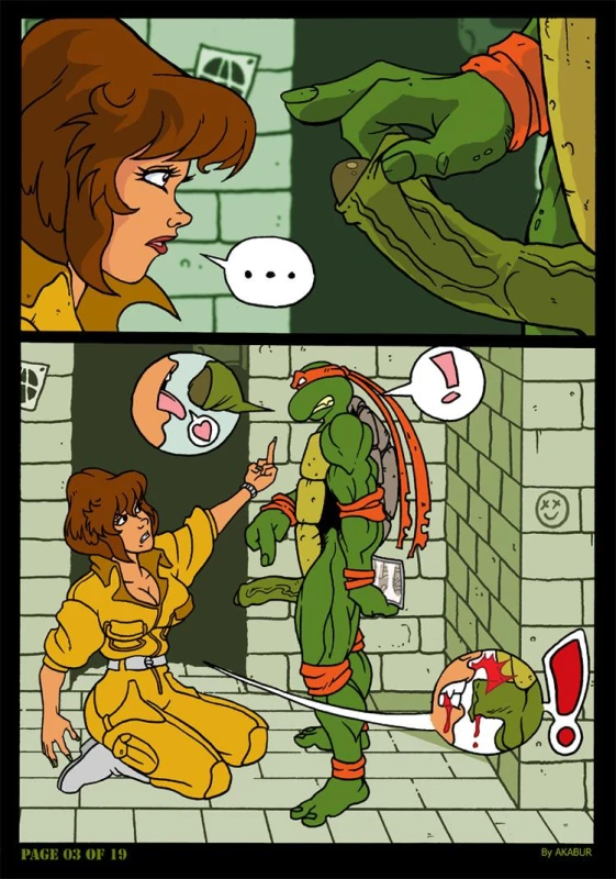 april o'neil+michelangelo