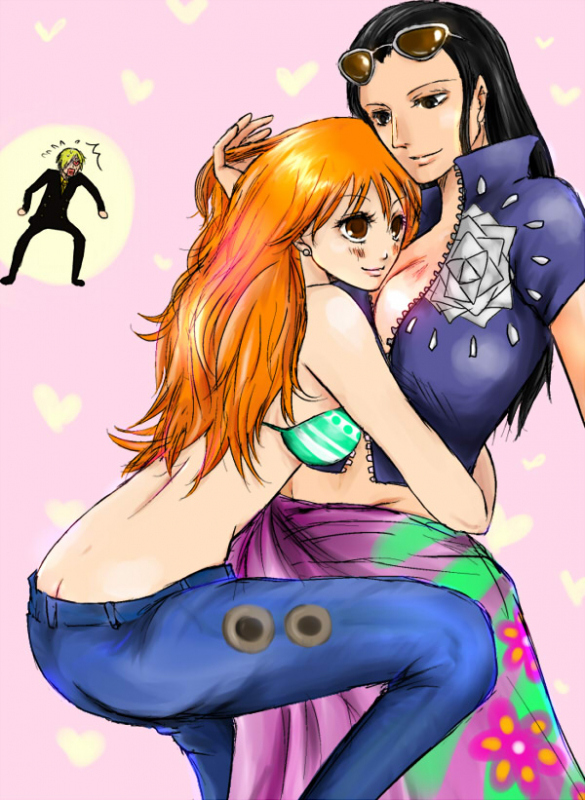 nami (one piece)+nico robin+sanji