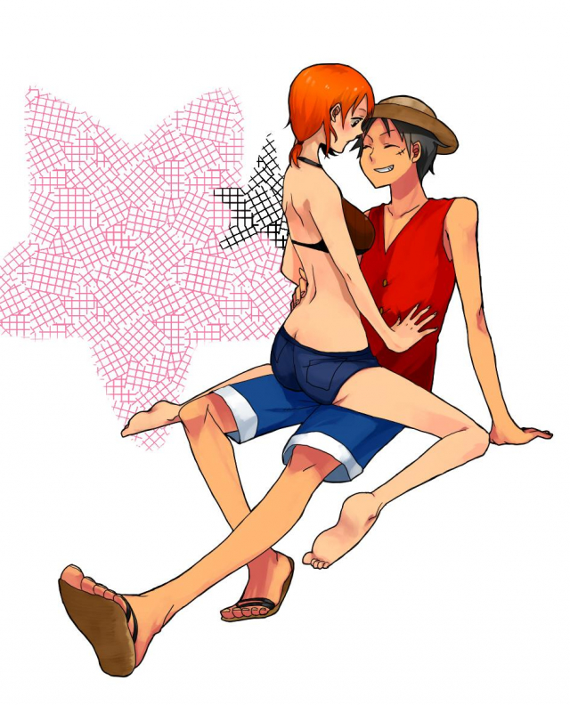 monkey d. luffy+nami (one piece)