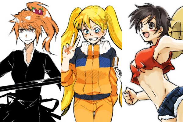 kurosaki ichigo+luffyko+monkey d. luffy+naruko+uzumaki naruko+uzumaki naruto