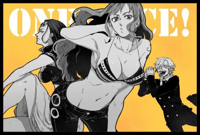 nami (one piece)+nico robin+sanji