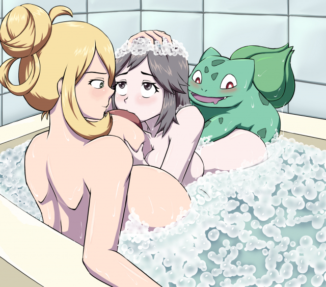 bulbasaur,cynthia (pokemon),leaf (pokemon)