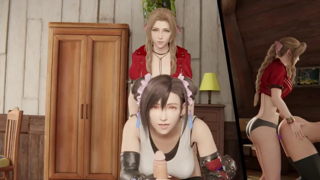 aerith gainsborough,cloud strife,tifa lockhart