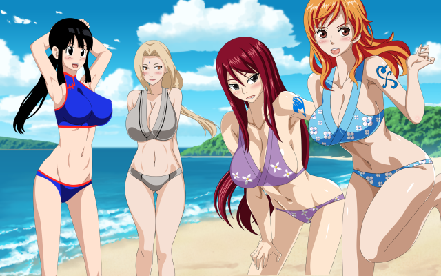 chichi,erza scarlet,nami,tsunade