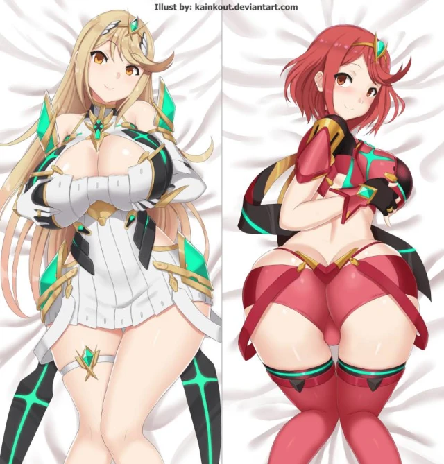 hikari (xenoblade 2)+homura (xenoblade 2)+mythra+pyra