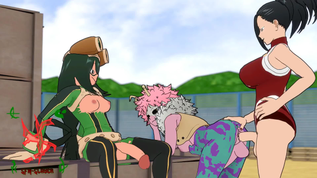 mina ashido,momo yaoyorozu,tsuyu asui