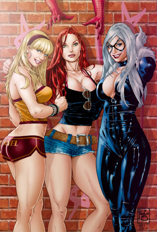 black cat (marvel),felicia hardy,gwen stacy,gwen stacy (classic),mary jane watson,peter parker,spider-man