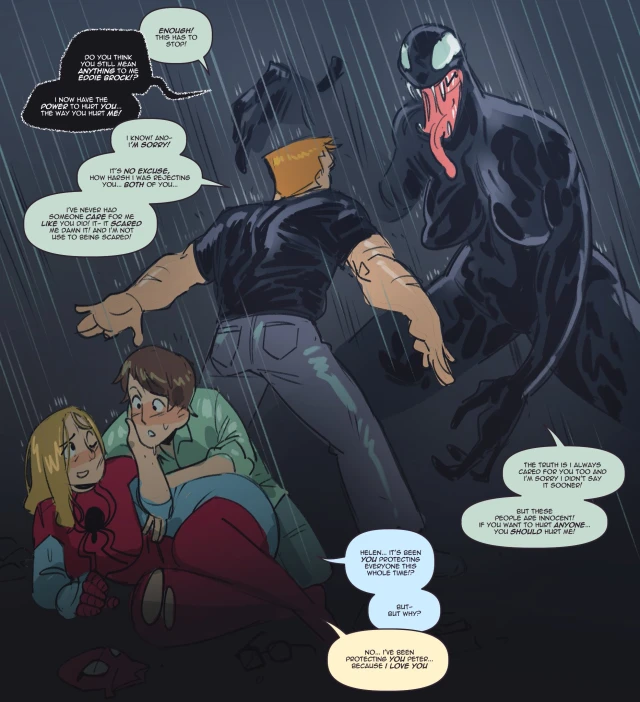 eddie brock,helen stacy,peter parker,she-venom,spider-milf,spider-woman,venom (marvel)