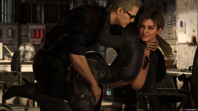 albert wesker,jill valentine,jill valentine (blonde),jill valentine (sasha zotova)