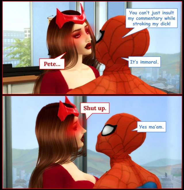 peter parker,scarlet witch,spider-man,wanda maximoff
