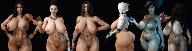 alcina dimitrescu,diana prince,excella gionne,haydee,mileena,wonder woman,yamamura sadako