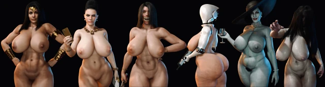 alcina dimitrescu,diana prince,excella gionne,haydee,mileena,wonder woman,yamamura sadako