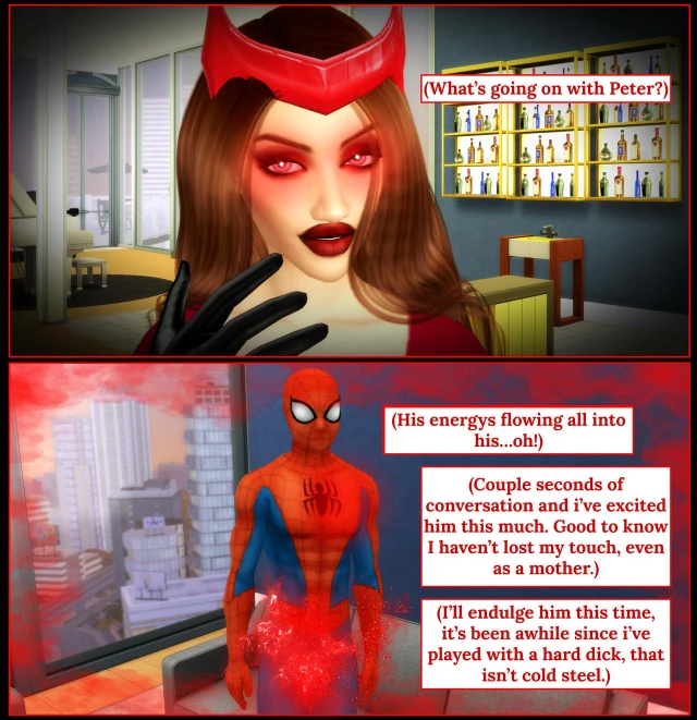 peter parker,scarlet witch,spider-man,wanda maximoff