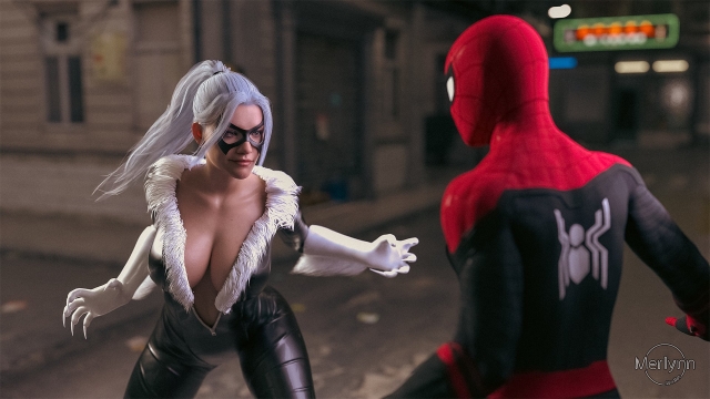 black cat (insomniac),black cat (marvel),felicia hardy,peter parker,spider-man