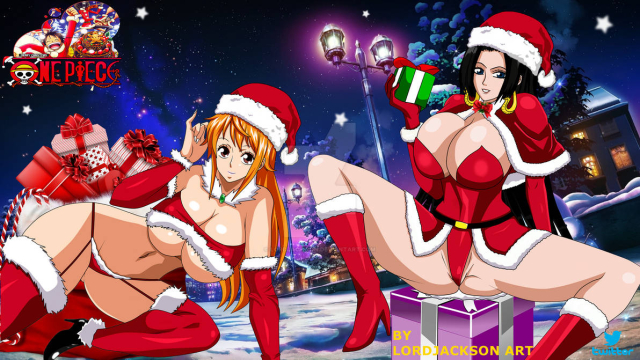 boa hancock,monkey d luffy,nami,nami (one piece),santa claus (cosplay)