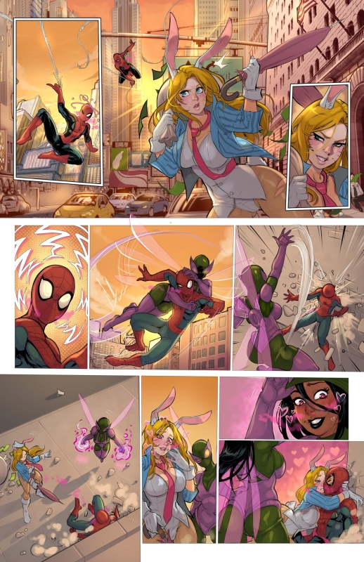 beetle (spider-man),janice lincoln,lorina dodson,peter parker,spider-man,white rabbit (marvel)
