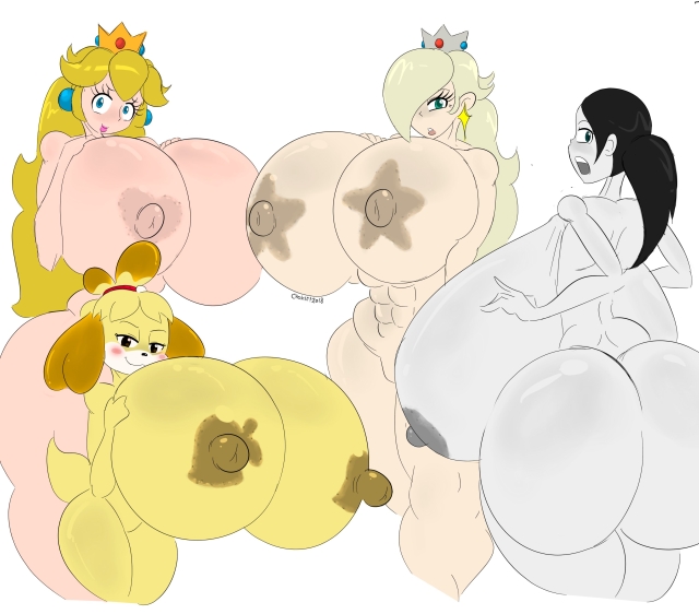 isabelle (animal crossing),princess peach,princess rosalina,wii fit trainer