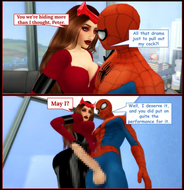 peter parker,scarlet witch,spider-man,wanda maximoff