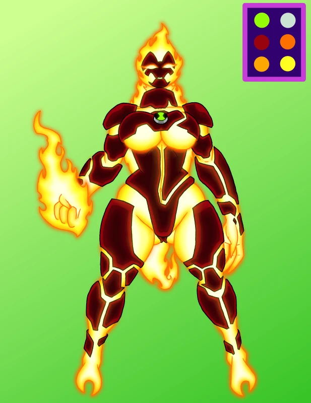 brenda tennyson,female ben,heatblast,pyronite
