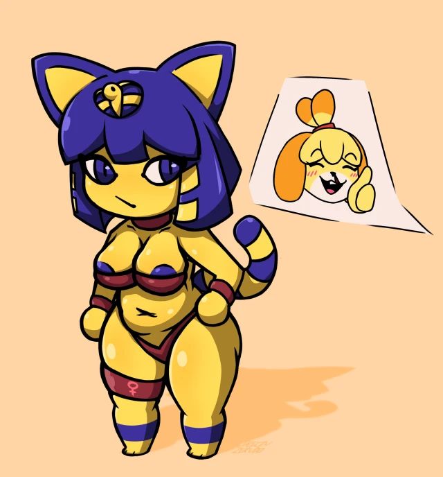 ankha,ankha (animal crossing),isabelle (animal crossing)
