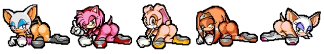 amy rose+cream the rabbit+rouge the bat+tikal the echidna