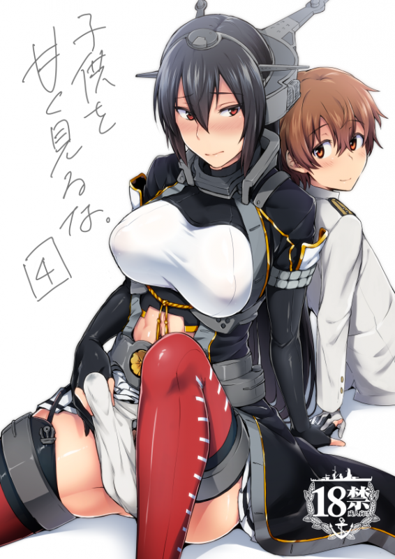 little boy admiral (kantai collection)+nagato (kantai collection)